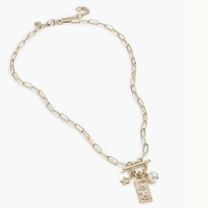 NWY J. Crew Gold Layering Necklace with Pearl and Charms